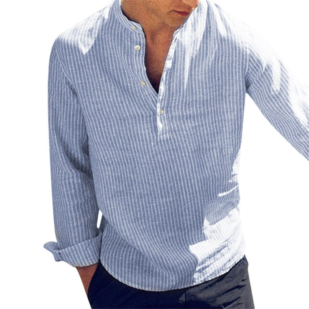 Helisopus Casual Men's Cotton Long Sleeve Shirt
